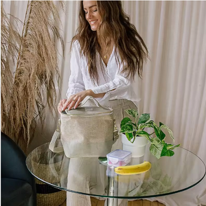 Bolsa Térmica Ecológica Personalizada para Almuerzo, Bolsa de Hombro de Lino y Cemento para Alimentos, Botellas Aisladas Personalizadas, Bolsa Refrigerante Impermeable - Product Image 4