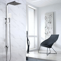 Colonne de douche carrée en acier inoxydable avec mitigeur 2 voies et robinet de bain à effet pluie