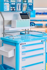 Medical Intelligent Anesthesia <strong>Trolley</strong> with 10 Tilt Bins and 5 Drawers Hospital Emergency Crash Cart for Anesthesiologist - Product Image 5