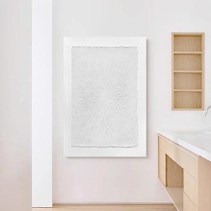 Pintura al Óleo Pintada a Mano con Textura Abstracta, Rectángulo Blanco, Estilo Wabi Sabi 3D, Arte de Pared para Sala de Estar/Sofá - Product Image 3
