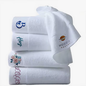 Juego de <span class=keywords><strong>Toallas</strong></span> de <span class=keywords><strong>Baño</strong></span> de Lujo de 5 Estrellas, <span class=keywords><strong>Blancas</strong></span>, Orgánicas, 100% Algodón Jacquard, con Logotipo de Marca, Absorbentes - Product Image 1