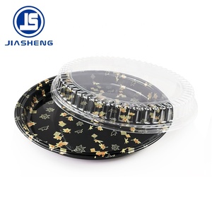 Jiasheng ถาดพลาสติกซูชิทรงกลมแบบใช้แล้วทิ้งพร้อมฝาปิดใสถาดบรรจุภัณฑ์ซาชิมิวัสดุรีไซเคิลได้ - Product Image 3
