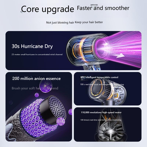 Sèche-cheveux haute vitesse, anion, haute puissance, température du vent réglable, affichage numérique, contrôle intelligent de la température, séchage rapide, faible bruit - Product Image 4