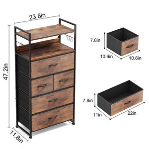 Camera da letto maniglia facile da tirare tavolo in legno robusto telaio in metallo tessuto cationico 5 <span class=keywords><strong>cassetti</strong></span> portaoggetti unità Organizer - Product Image 4