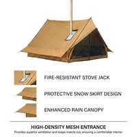 Tenda Camping Pantai Gaya Kabin Dua Lapis Ringan dengan Cerobong Asap, Dapat Digunakan Empat Musim, Bahan Kain Polyester Anti Air 3000mm