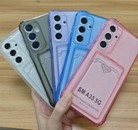 Étui de téléphone portable transparent antichoc en TPU de couleur unie avec porte-cartes pour 11 12 13 14 15 16 Pro Max