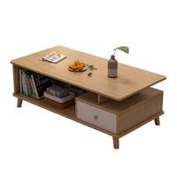 Table basse extensible en bois massif de style nordique moderne avec pieds simples pour salon, chambre à coucher, table d'appoint de canapé