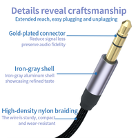 Câble d'extension audio en nylon plaqué or cuivre 4 pôles 3,5 mm TRRS mâle stéréo pour PC, casque, haut-parleur