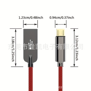 Cable micro USB trenzado de nailon de 1 m, carga rápida para teléfono móvil, rojo y negro, paquete de 2 - Product Image 4