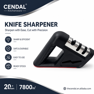 Aiguiseur de couteaux manuel Cendal à 3 étapes, poignée ergonomique en D, base antidérapante, affûtage en carbure de tungstène/céramique - Product Image 1