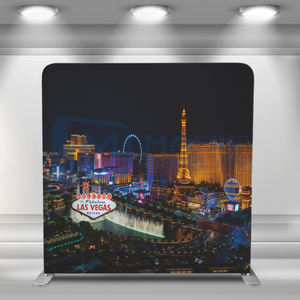 Support pliable en tube d'aluminium avec motifs personnalisés en tissu tendu pour photomaton, toile de fond de présentation avec motif de nuit de la ville de Las Vegas et housse de coussin - Product Image 2