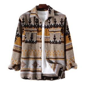 Mens manica <span class=keywords><strong>lunga</strong></span> logo personalizzato lana rivestimento caldo camouflage moda camicie casual gentleman bomber camicie per uomo - Product Image 1