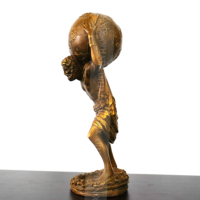 Titan grec Atlas tenant Globe du monde Statue en bronze Sculpture Figure astronomie ornements décoration de bureau