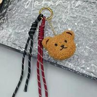 Toptan Sevimli Peluş Ayı Anahtarlık Askılı İp ile Trend Çanta Süsü Kadın Moda Çanta Aksesuarı Toplu Tedarik