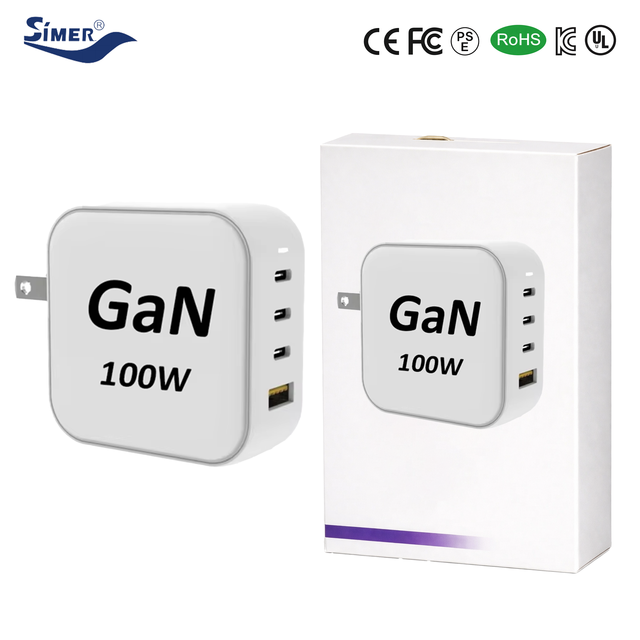 Universal Changeable Plug 100W Smart Quick Chargers Mobil Phone Travel Adapter 3C+1A 4 Port PD W GaN Wall Charger for Laptop