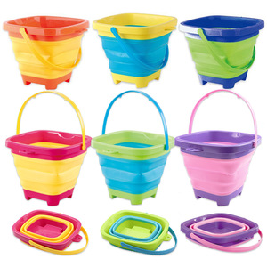 Cheap Plastic Kids Summer <b>Sand</b> Water Toy Outdoor <b>Garden</b> Playing Toys 2L Fold-up Foldable Folding Beach Bucket - Product Image 1