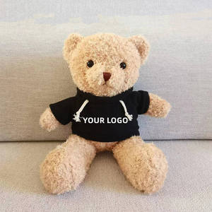 新年プロモーションギフト会社マスコットかわいいぬいぐるみカスタムロゴぬいぐるみテディベアホワイトブラックパーカーシャツ - Product Image 4