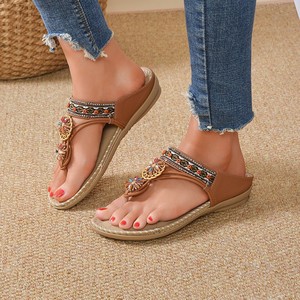 Summer Korean casual Style Toe Strap <b>Flat</b> <b>Sandals</b> for Women-Breathable Lightweight Outdoor microfiber Upper Anti-Slippery TPR - Product Image 2