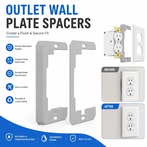 Entretoises murales pour prises électriques, plaques de nivellement métalliques encastrées pour la réparation de prises électriques - Product Image 1