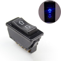 Interrupteur à bascule universel Globaltone en plastique 12V 20A pour vitres électriques de voiture, DPDT 5 broches, montage sur panneau, LED rouge/bleue ASW-01
