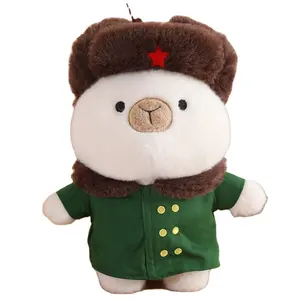 Neue Kapybara Armee Mantel Blume Baumwollejacke Pufferfischpuppe Plüschtiere niedliche Mädchen Geburtstagsgeschenk-Puppen