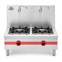 Cuisinière à gaz commerciale à double brûleur auto-amorçante à foyer bas pour soupes, avec certificat 3C