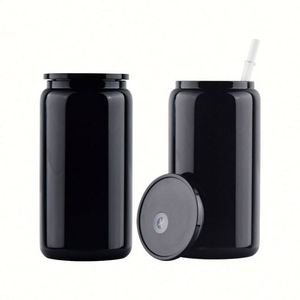 Gobelet de sublimation vierge 16 oz, bouteille en verre noire de 16 oz pour bière et eau, avec couvercle - Product Image 4
