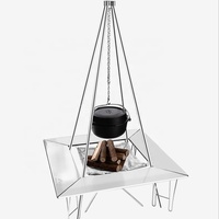Maille Portable Camping extérieur foyer 304 acier inoxydable fabricant argent en Stock 1 ensemble Support sur 20 ans toutes saisons
