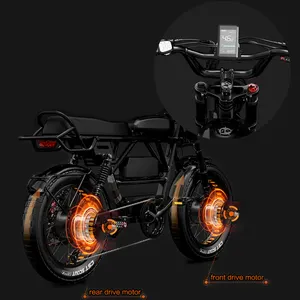 Ab stok LANKELEISI x-siyah şövalye 2000W 45AH elektrikli bisiklet çift Motor 7 hız dişliler disk fren sistemi alüminyum alaşımlı çerçeve