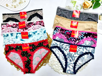 0,25 Dollar Modell LAS195 Taille frei Großhandel Atmungsaktive Blumen Plus Size Höschen Damen Spitze Dessous Damen Unterwäsche
