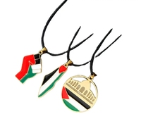 Vente directe d'usine argent or polonais multi-forme en acier inoxydable carte de la Palestine collier fin pour fille