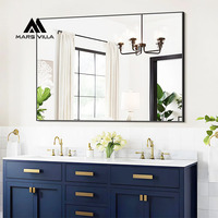 Miroir mural rectangulaire pour salle de bain, cadre en métal noir fin personnalisé, fabrication professionnelle, Mars Villa Hotel