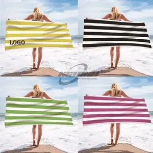 Microfiber Double Sided Velvet Striped Bath Towel Quick Dry Sports Beach Towel Wholesale