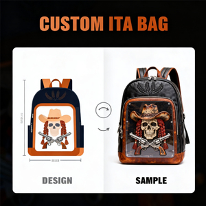 Custom Rock Music Skull Ita <b>Backpack</b> Guitar Charm PU Material Waterproof Zipper Closure All Seasons Daily Use Square Shape Bag - Product Image 3