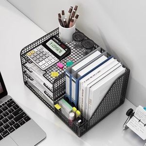 Scaffale da Scrivania Portadocumenti Organizzatore per Ufficio Scatola Portaoggetti per Libri e Giornali in Metallo Multistrato Portadocumenti A4 - Product Image 2