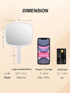 Espejo Cosmético de Mano Grande Personalizado, Venta al por Mayor, Acabado Plateado de una Sola Cara, Color y Logotipo Personalizables - Product Image 3