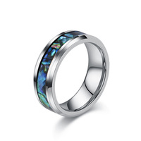 Anneau de coquille d'ormeau plaqué argent poli 4/6/8mm anneau de Couple de galaxie colorée pour la commémoration du tourisme
