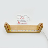 Lampe de table LED en bois de hêtre en forme de U, abat-jour en acrylique plexiglas, USB, à intensité variable, design moderne, cadre photo lumineux en forme de U