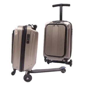 Travel 21inch small suitcase password box Folding trolley bag with scooter carry on luggage with wheels case rolling luggage