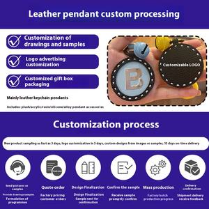 Logotipo personalizado de marca creativa pequeño llavero de cuero letra inglesa diseño láser bolsa colgante al por mayor pequeño regalo de productos básicos - Product Image 3