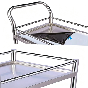 Chariot de service robuste à 3 niveaux en acier inoxydable, chariot de livraison de nourriture roulant avec poignée pour restaurant, cantine, hôtel, banquet - Product Image 5
