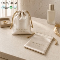 Pochette cadeau en satin avec logo personnalisé, sac à cordon pour bijoux, cosmétiques et accessoires, emballage cadeau, vente en gros, vente au détail, OEM, ODM, ensemble hôtelier