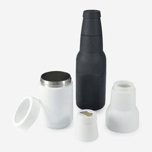 Refroidisseur de bouteilles de bière 2-en-1 avec ouvre-bouteille intégré, support isotherme en acier inoxydable pour l'extérieur et les fêtes - Product Image 2