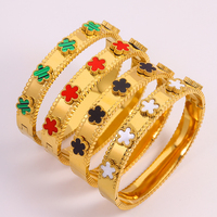 Gran oferta, recién llegados, pulsera de cadena de trébol de cinco hojas de flores coloridas chapadas en oro para mujer, regalo de joyería de moda