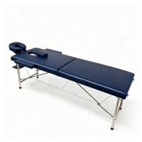 Table de massage pliable robuste à 2 sections avec pieds en acier inoxydable, portable, pour spa et salon, avec accessoires