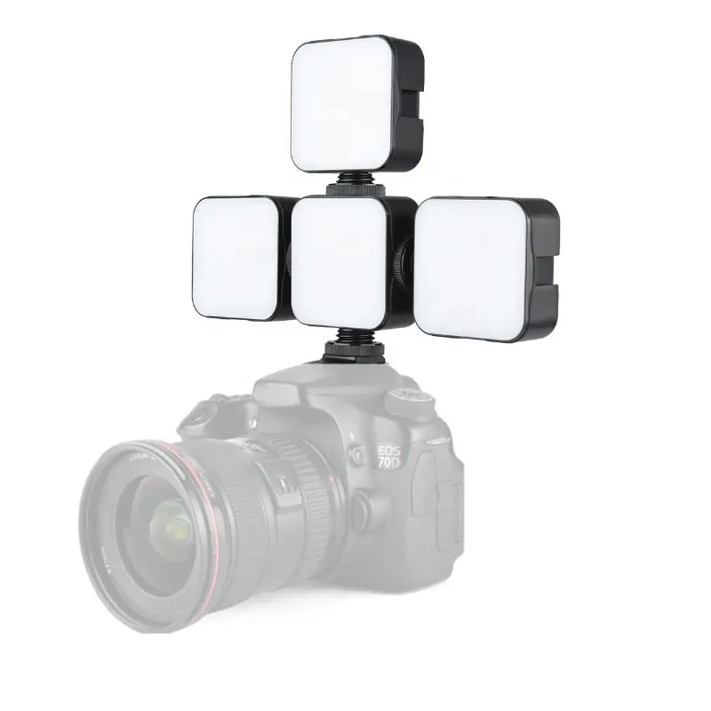 Mini luz de led portátil para câmera, kit de enchimento de vídeo portátil com painel de câmera de 6500k para smartphones gopro vlogging