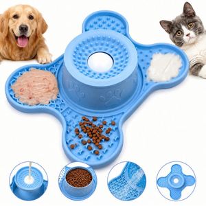 ชามอาหารสัตว์เลี้ยงซิลิโคนเกรดอาหาร 3-in-1 พร้อมแผ่นเลียป้องกันการกินเร็ว ป้องกันการสำลัก ป้องกันการลื่น พกพาสะดวกสำหรับสุนัขและแมว - Product Image 4