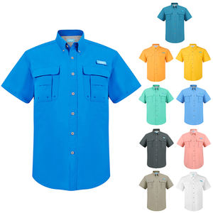 Camisa de Pesca de Manga Corta para Hombre con Logo Personalizado, Anti-UV para Exteriores, de Nailon, Spandex y Poliéster, Estilo Moderno - Product Image 1