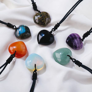 Gros cristal naturel pendentif guérison coeur quartz collier amour pierres précieuses pendentif - Product Image 3