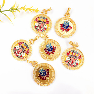 Colgante de Aleación Redondo Esmaltado de Dios de la Riqueza Zhaqilam, Fornituras de Joyería Tibetana para Accesorios de Collar DIY, Venta al por Mayor - Product Image 2
